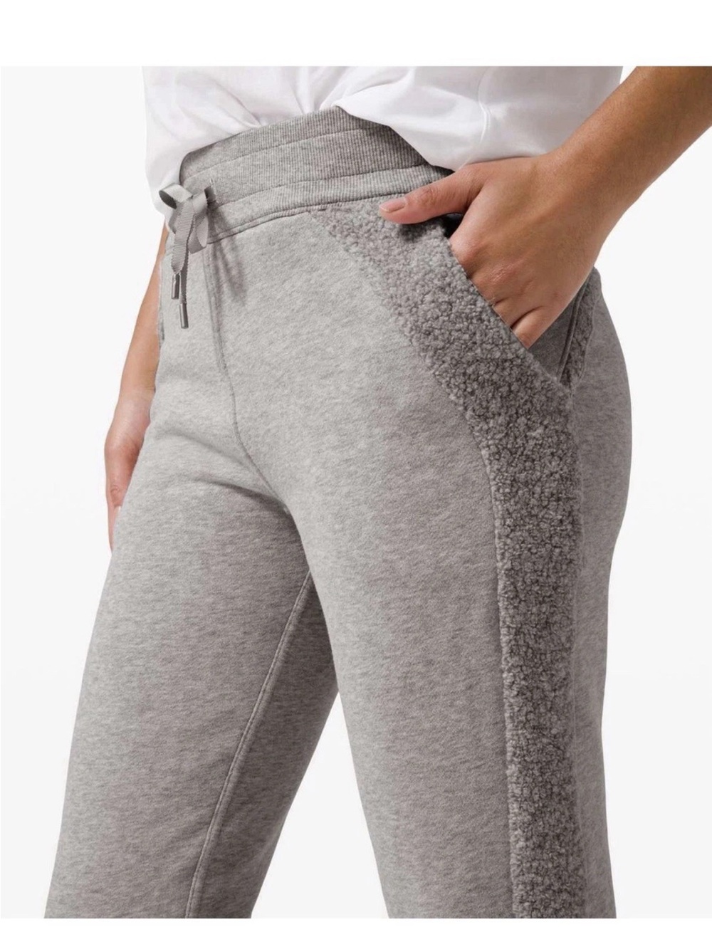 lululemon athletica Light Gray Sherpa-Trim Track Joggers excellent condition